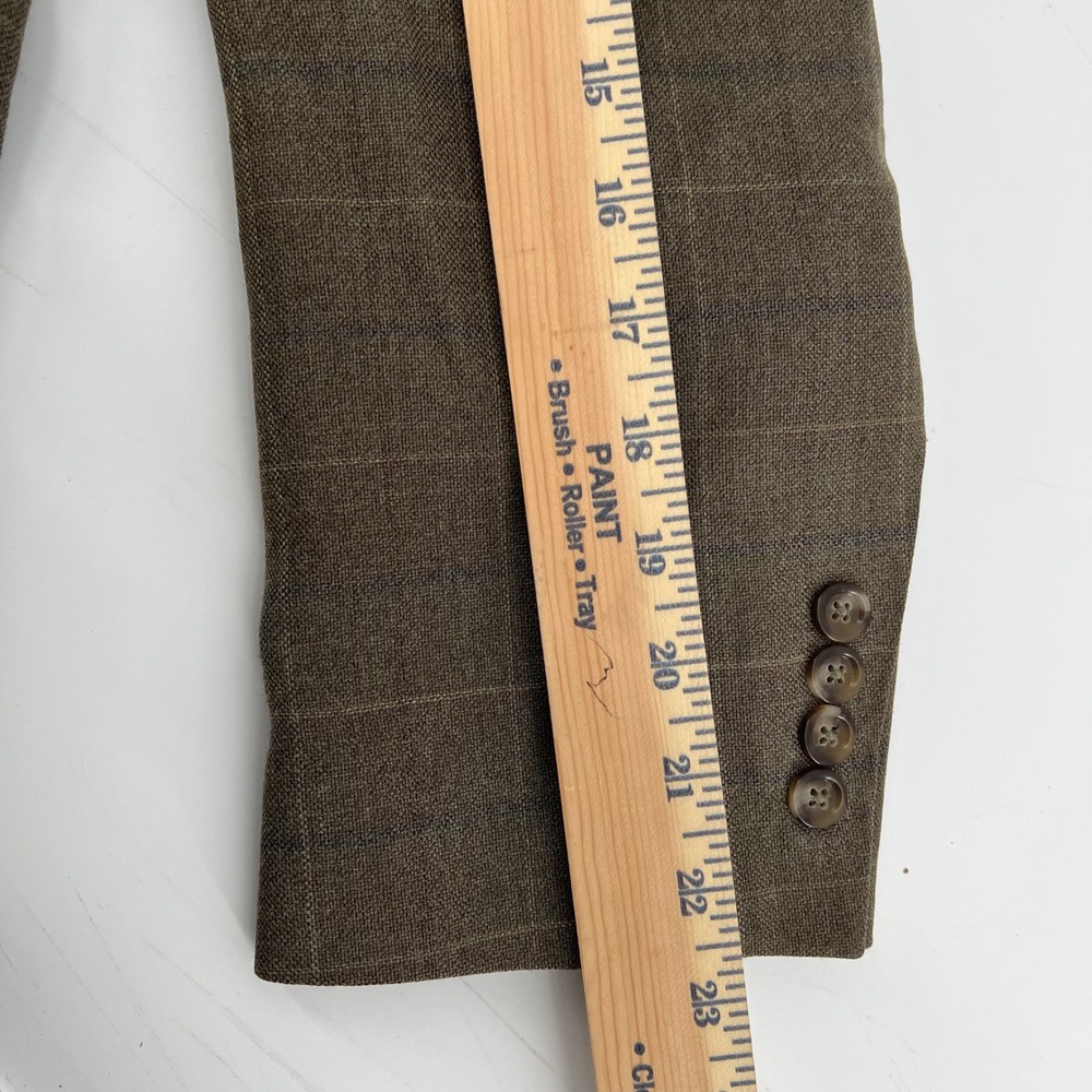 Jos A Bank 39R Blazer Mens Brown Plaid Silk Wool Blend Sport Coat 2 Button - Picture 8 of 13